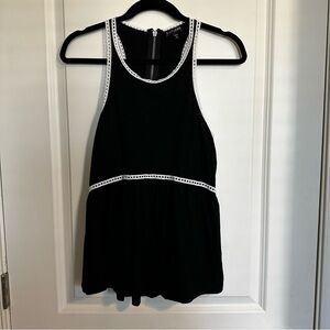 Express Black Tank Top with White Crochet Trim